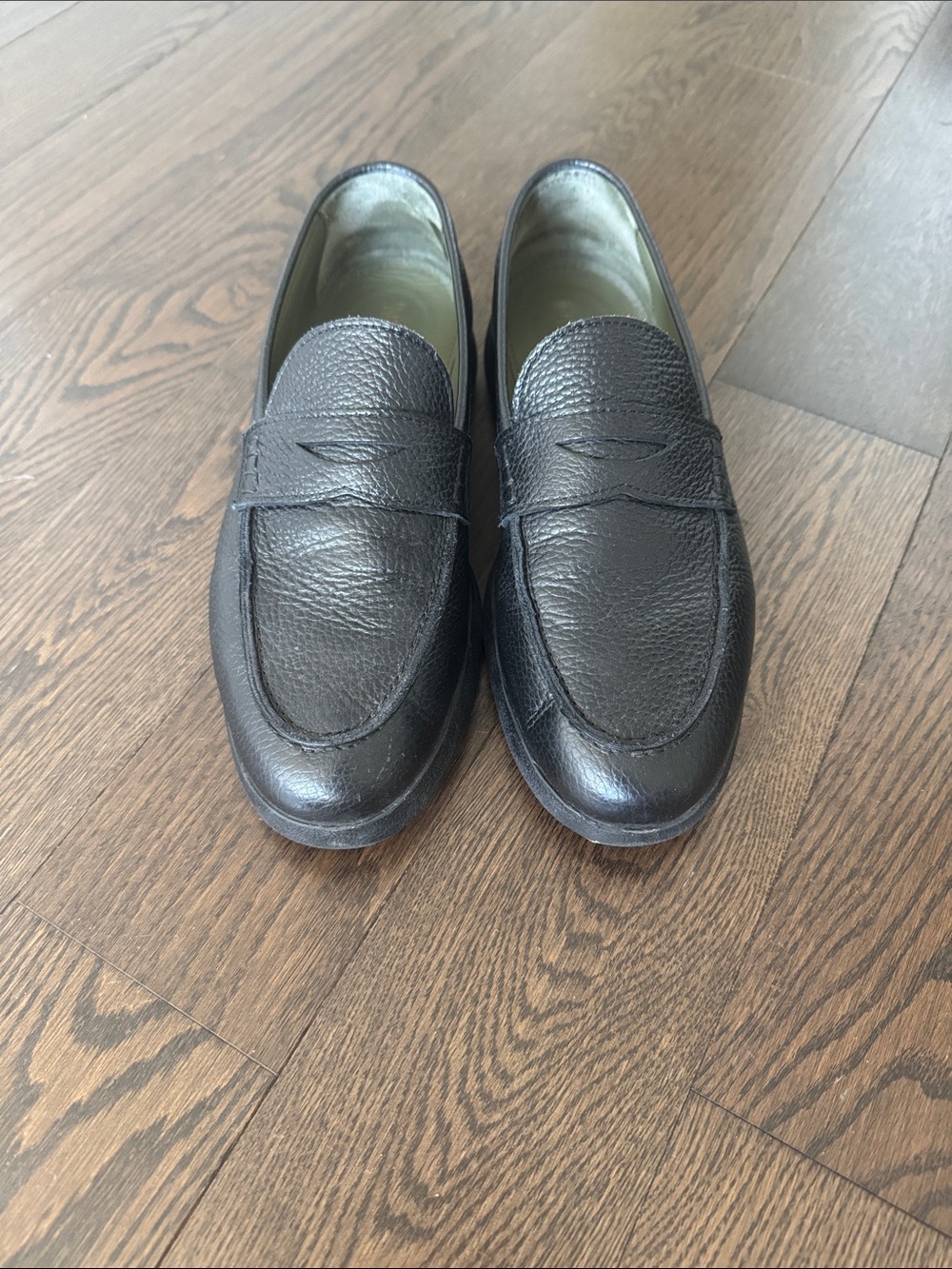 Inkerman Black Leather Penny Loafers